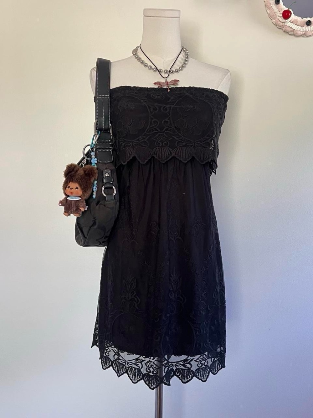 Express Black Strapless Lace Summer Dress